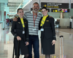 Alumnas en el aeropuerto de Barcelona